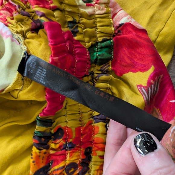 Anthropologie Floral Slouchy Silk Wide Leg Pajama Pants (Size Small) - Picture 9 of 12